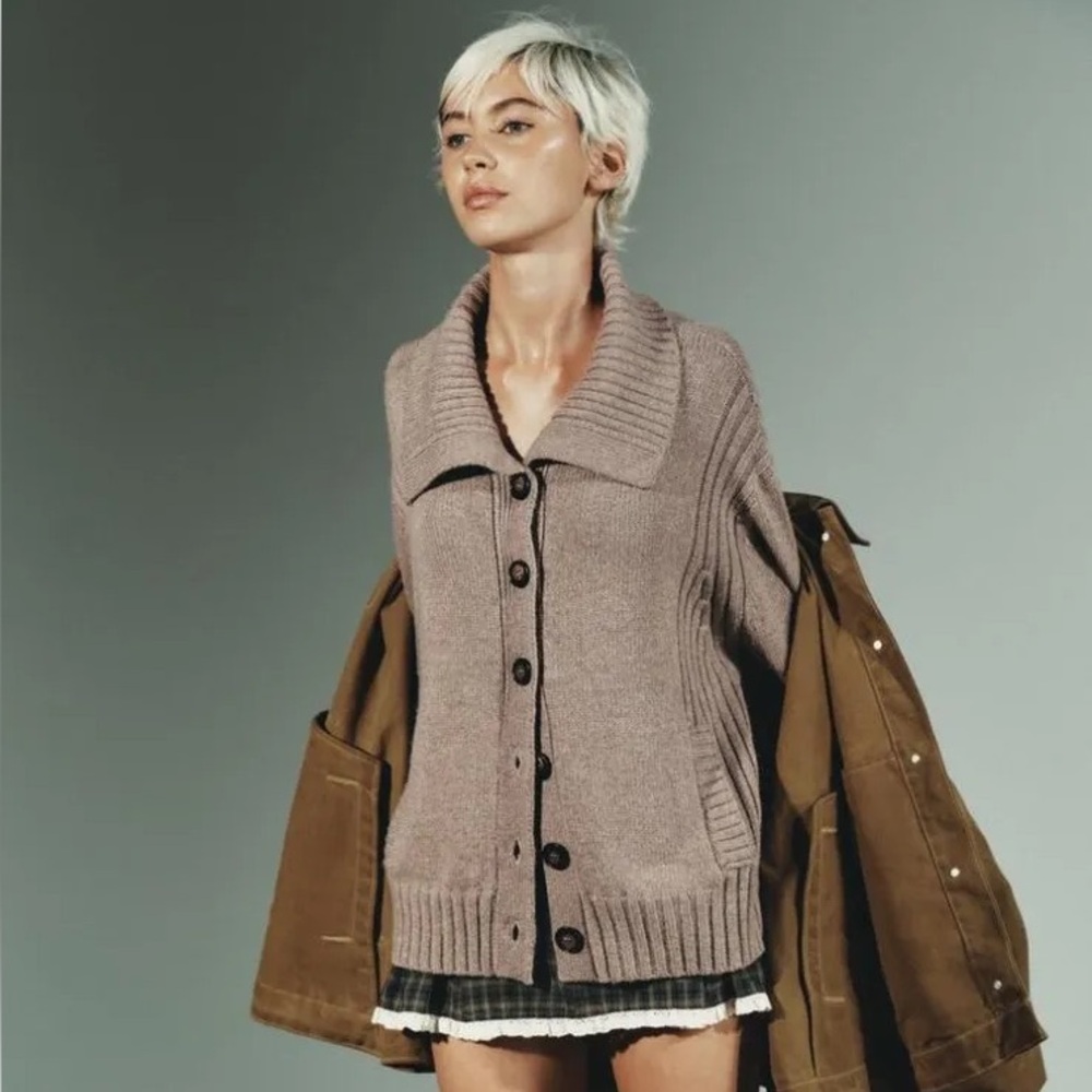 ZARA RIB TRIM CARDIGAN - Picture 3 of 9